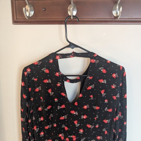 Free People Tegan Floral Mini Dress Size 6  Black & Red Floral Print - Picture 10 of 13